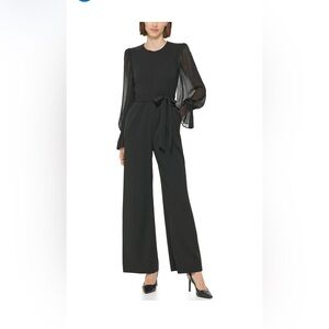 Calvin Klein Black Long Sleeve Scuba Jumpsuit